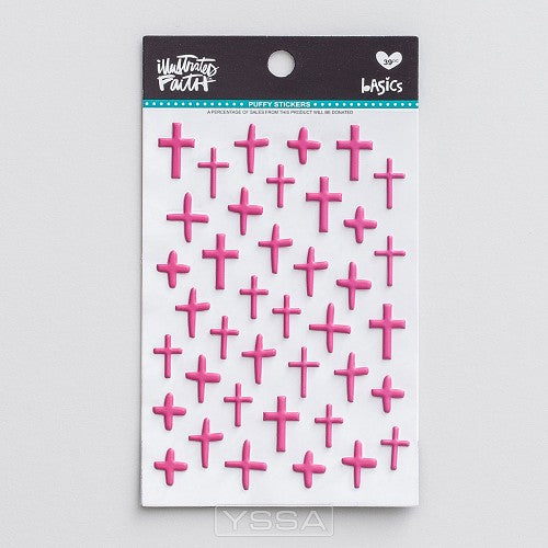 Melon pink crosses - Puffy stickers