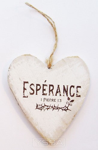 Espérance (Coeur en bois - 9,5 cm)