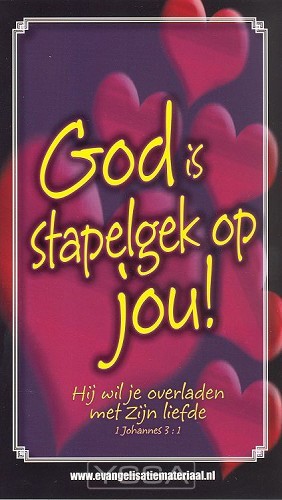 Minikaart bijbeltje God is stapelgek op