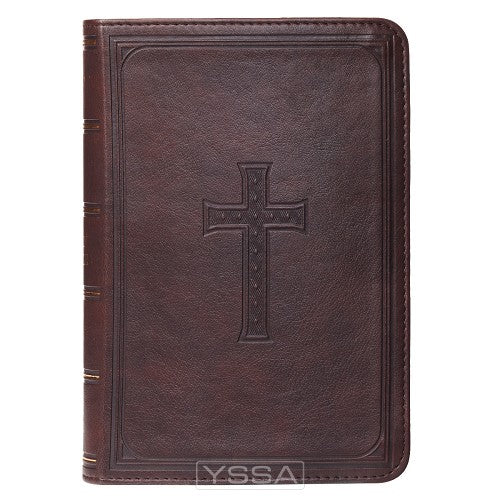  Large Print Compact Bible - Brown cross