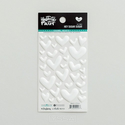 White - Cardstock stickers hearts