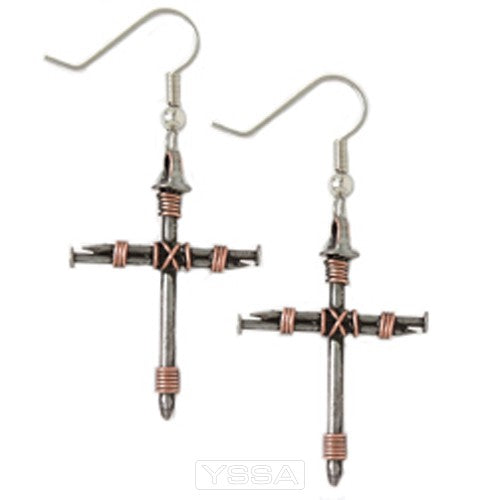 Nail cross earrings